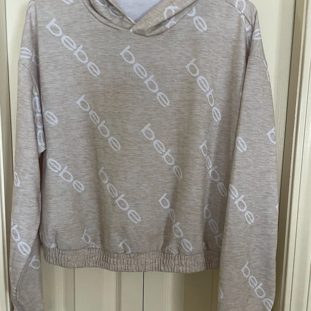 Bebe Beige Hoodie with White Logo - Picture 1 of 3